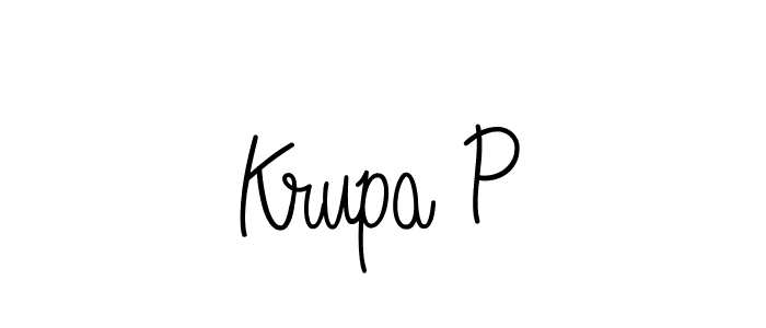 Krupa P stylish signature style. Best Handwritten Sign (Angelique-Rose-font-FFP) for my name. Handwritten Signature Collection Ideas for my name Krupa P. Krupa P signature style 5 images and pictures png