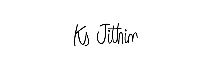 How to make Ks Jithin name signature. Use Angelique-Rose-font-FFP style for creating short signs online. This is the latest handwritten sign. Ks Jithin signature style 5 images and pictures png