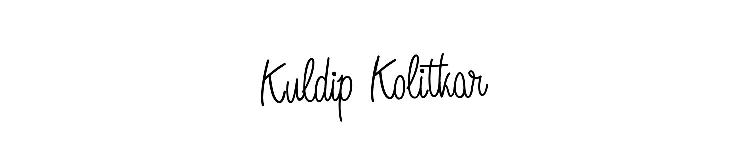 You should practise on your own different ways (Angelique-Rose-font-FFP) to write your name (Kuldip Kolitkar) in signature. don't let someone else do it for you. Kuldip Kolitkar signature style 5 images and pictures png