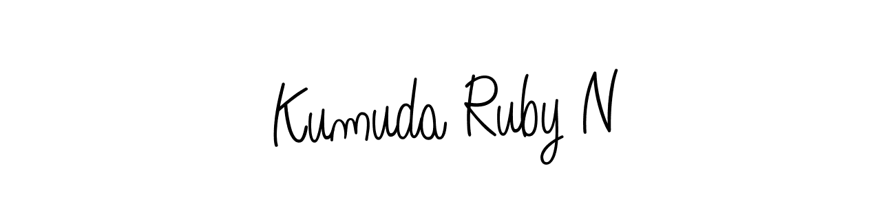 How to make Kumuda Ruby N name signature. Use Angelique-Rose-font-FFP style for creating short signs online. This is the latest handwritten sign. Kumuda Ruby N signature style 5 images and pictures png