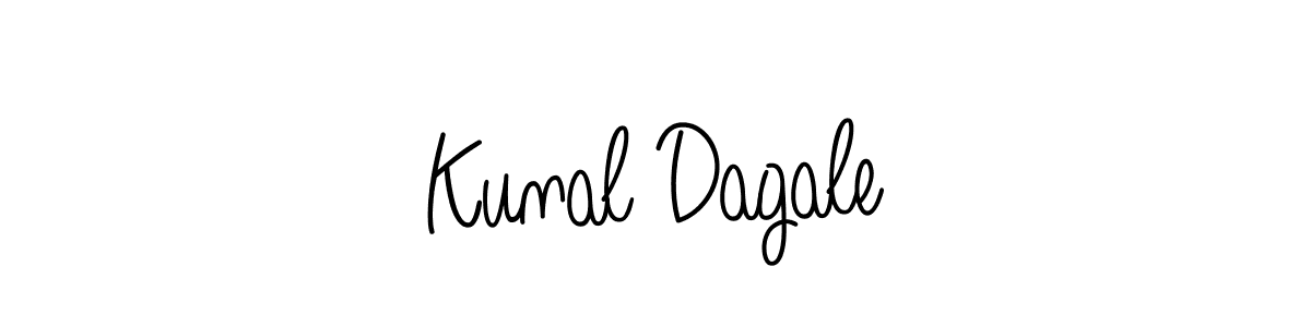 You should practise on your own different ways (Angelique-Rose-font-FFP) to write your name (Kunal Dagale) in signature. don't let someone else do it for you. Kunal Dagale signature style 5 images and pictures png