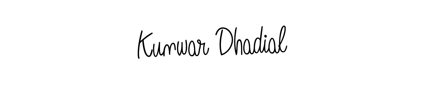 How to make Kunwar Dhadial name signature. Use Angelique-Rose-font-FFP style for creating short signs online. This is the latest handwritten sign. Kunwar Dhadial signature style 5 images and pictures png