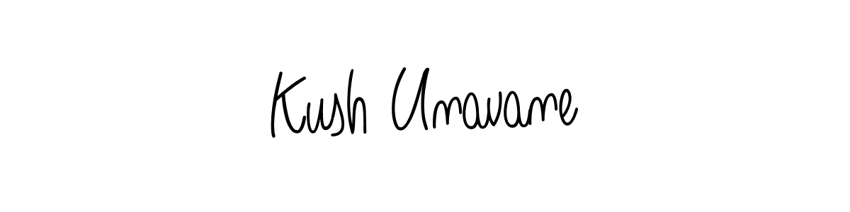 Use a signature maker to create a handwritten signature online. With this signature software, you can design (Angelique-Rose-font-FFP) your own signature for name Kush Unavane. Kush Unavane signature style 5 images and pictures png