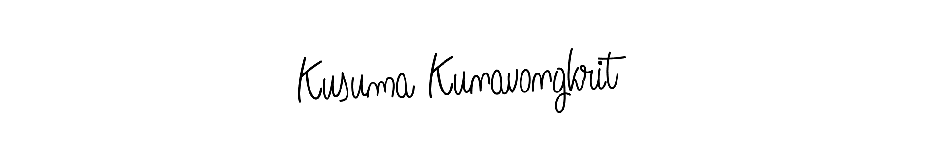 Kusuma Kunavongkrit stylish signature style. Best Handwritten Sign (Angelique-Rose-font-FFP) for my name. Handwritten Signature Collection Ideas for my name Kusuma Kunavongkrit. Kusuma Kunavongkrit signature style 5 images and pictures png