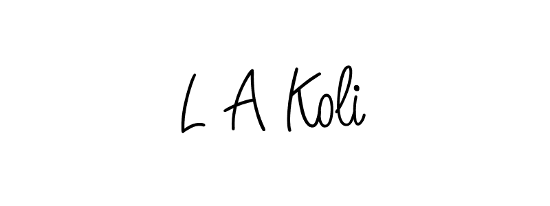 if you are searching for the best signature style for your name L A Koli. so please give up your signature search. here we have designed multiple signature styles  using Angelique-Rose-font-FFP. L A Koli signature style 5 images and pictures png