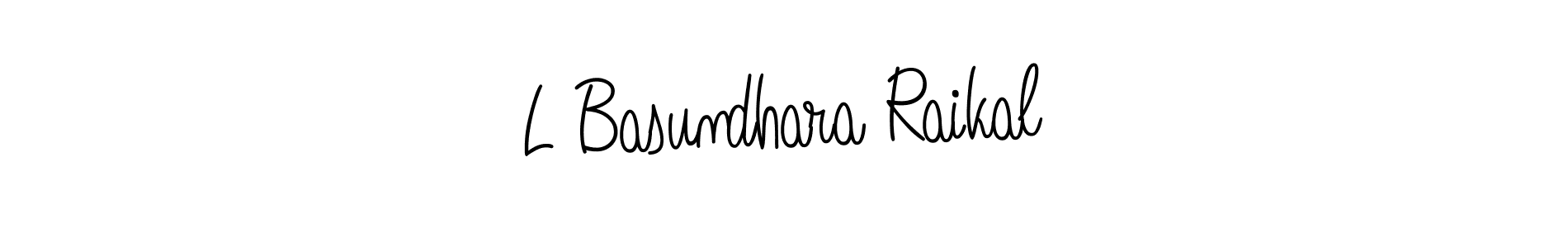 How to make L Basundhara Raikal name signature. Use Angelique-Rose-font-FFP style for creating short signs online. This is the latest handwritten sign. L Basundhara Raikal signature style 5 images and pictures png