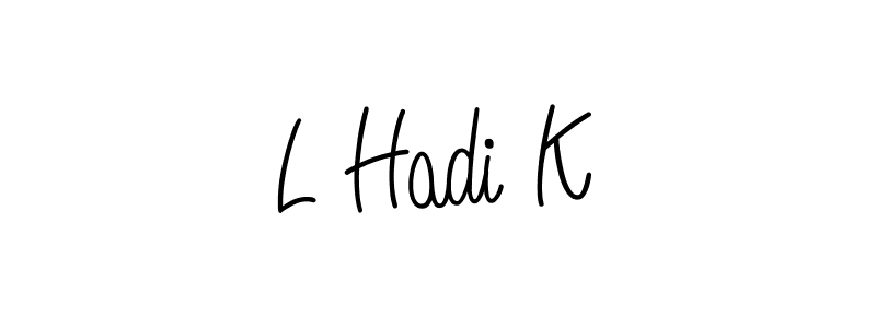 Also we have L Hadi K name is the best signature style. Create professional handwritten signature collection using Angelique-Rose-font-FFP autograph style. L Hadi K signature style 5 images and pictures png