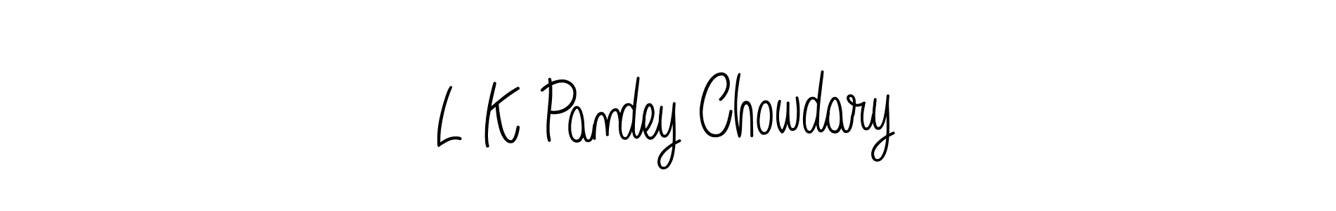You should practise on your own different ways (Angelique-Rose-font-FFP) to write your name (L K Pandey Chowdary) in signature. don't let someone else do it for you. L K Pandey Chowdary signature style 5 images and pictures png