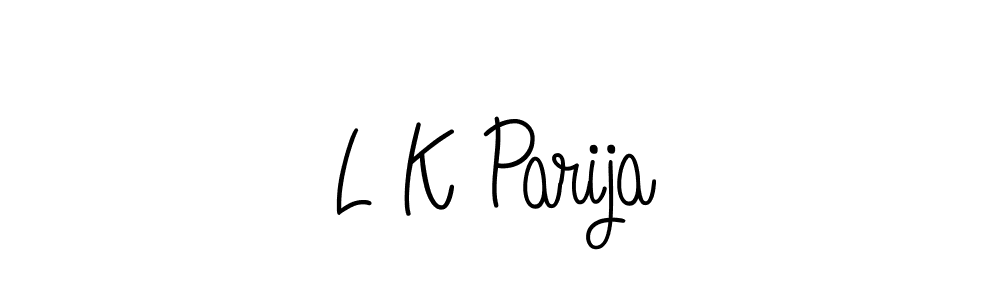 The best way (Angelique-Rose-font-FFP) to make a short signature is to pick only two or three words in your name. The name L K Parija include a total of six letters. For converting this name. L K Parija signature style 5 images and pictures png