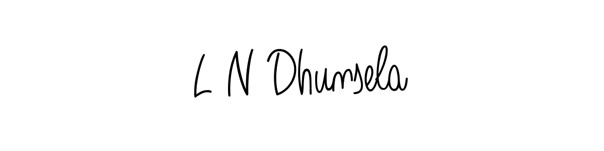 if you are searching for the best signature style for your name L N Dhunsela. so please give up your signature search. here we have designed multiple signature styles  using Angelique-Rose-font-FFP. L N Dhunsela signature style 5 images and pictures png