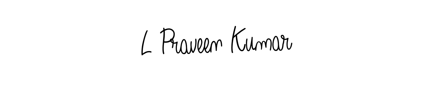 Create a beautiful signature design for name L Praveen Kumar. With this signature (Angelique-Rose-font-FFP) fonts, you can make a handwritten signature for free. L Praveen Kumar signature style 5 images and pictures png