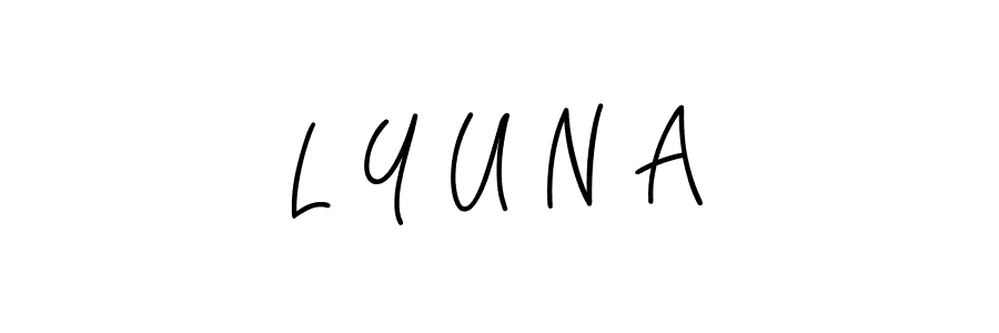 This is the best signature style for the L Y U N A name. Also you like these signature font (Angelique-Rose-font-FFP). Mix name signature. L Y U N A signature style 5 images and pictures png