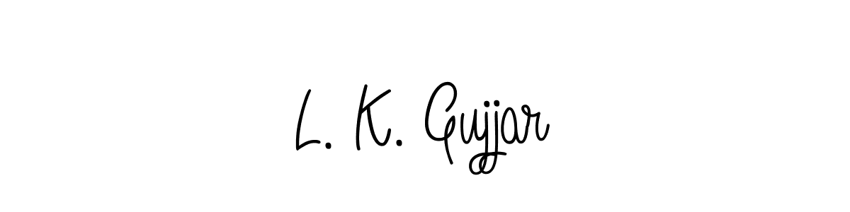 This is the best signature style for the L. K. Gujjar name. Also you like these signature font (Angelique-Rose-font-FFP). Mix name signature. L. K. Gujjar signature style 5 images and pictures png