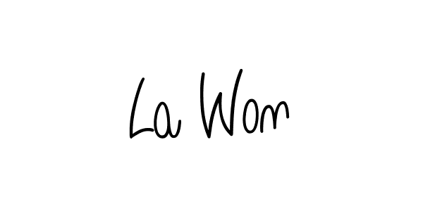 Create a beautiful signature design for name La Won. With this signature (Angelique-Rose-font-FFP) fonts, you can make a handwritten signature for free. La Won signature style 5 images and pictures png