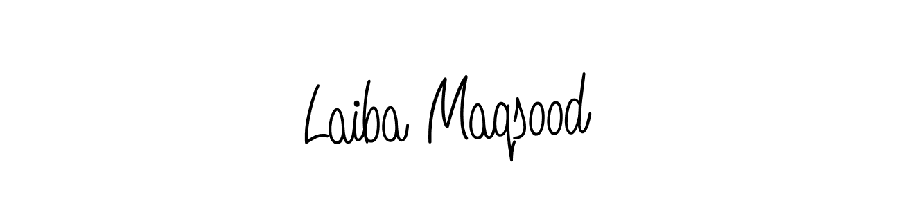 You should practise on your own different ways (Angelique-Rose-font-FFP) to write your name (Laiba Maqsood) in signature. don't let someone else do it for you. Laiba Maqsood signature style 5 images and pictures png