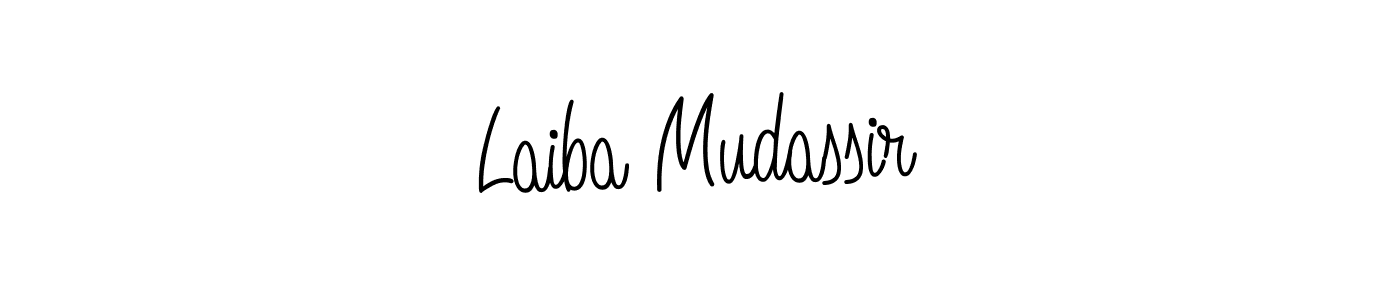 How to make Laiba Mudassir name signature. Use Angelique-Rose-font-FFP style for creating short signs online. This is the latest handwritten sign. Laiba Mudassir signature style 5 images and pictures png