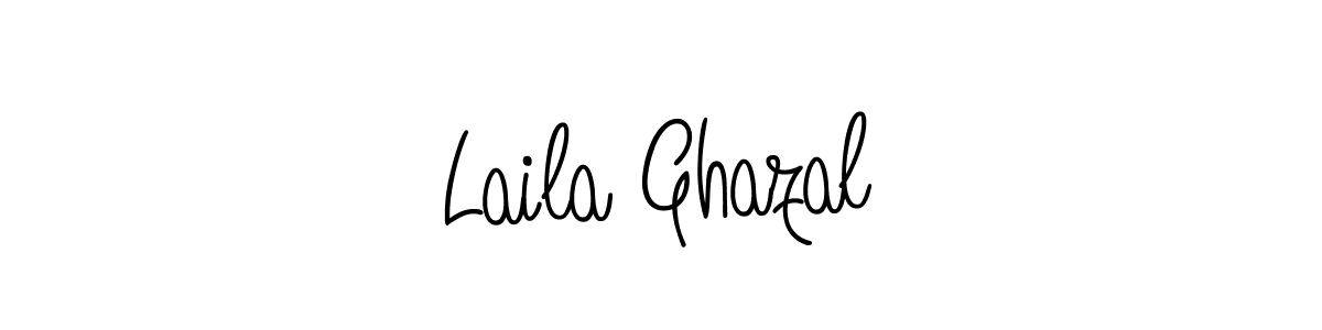You should practise on your own different ways (Angelique-Rose-font-FFP) to write your name (Laila Ghazal) in signature. don't let someone else do it for you. Laila Ghazal signature style 5 images and pictures png