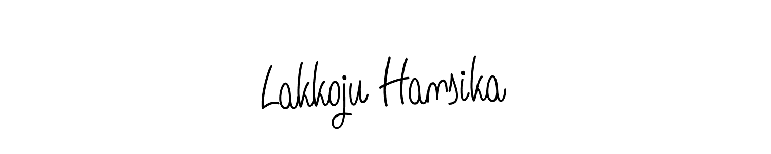 Make a beautiful signature design for name Lakkoju Hansika. With this signature (Angelique-Rose-font-FFP) style, you can create a handwritten signature for free. Lakkoju Hansika signature style 5 images and pictures png