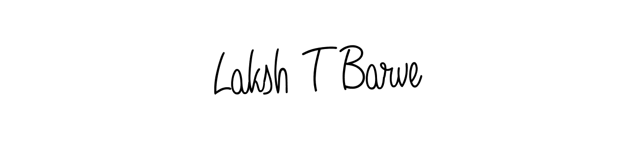You should practise on your own different ways (Angelique-Rose-font-FFP) to write your name (Laksh T Barve) in signature. don't let someone else do it for you. Laksh T Barve signature style 5 images and pictures png