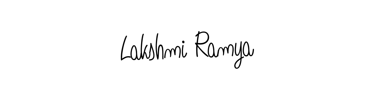 The best way (Angelique-Rose-font-FFP) to make a short signature is to pick only two or three words in your name. The name Lakshmi Ramya include a total of six letters. For converting this name. Lakshmi Ramya signature style 5 images and pictures png