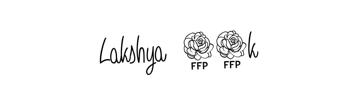 Use a signature maker to create a handwritten signature online. With this signature software, you can design (Angelique-Rose-font-FFP) your own signature for name Lakshya  10k. Lakshya  10k signature style 5 images and pictures png