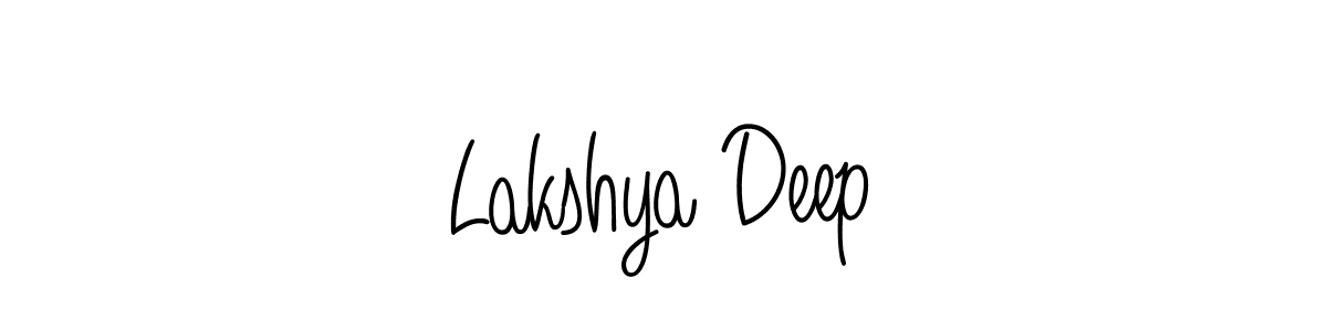 You should practise on your own different ways (Angelique-Rose-font-FFP) to write your name (Lakshya Deep) in signature. don't let someone else do it for you. Lakshya Deep signature style 5 images and pictures png