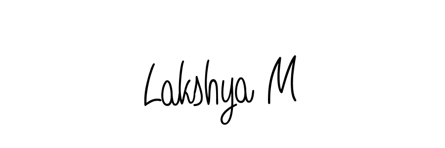 How to make Lakshya M name signature. Use Angelique-Rose-font-FFP style for creating short signs online. This is the latest handwritten sign. Lakshya M signature style 5 images and pictures png