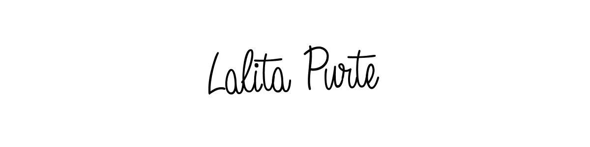 You should practise on your own different ways (Angelique-Rose-font-FFP) to write your name (Lalita Purte) in signature. don't let someone else do it for you. Lalita Purte signature style 5 images and pictures png