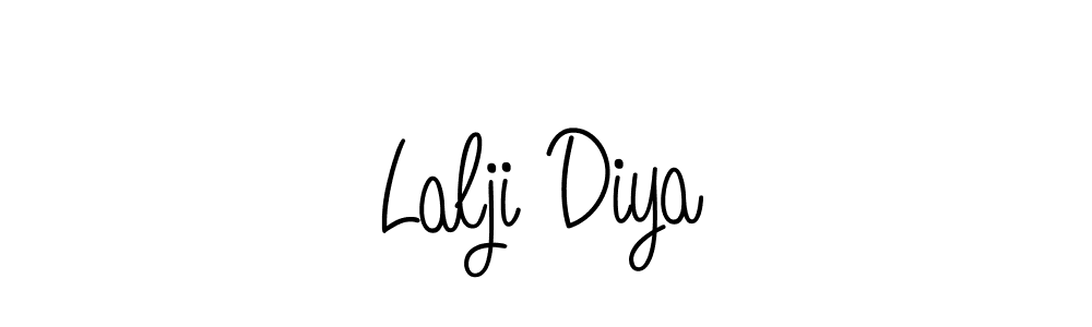 You should practise on your own different ways (Angelique-Rose-font-FFP) to write your name (Lalji Diya) in signature. don't let someone else do it for you. Lalji Diya signature style 5 images and pictures png