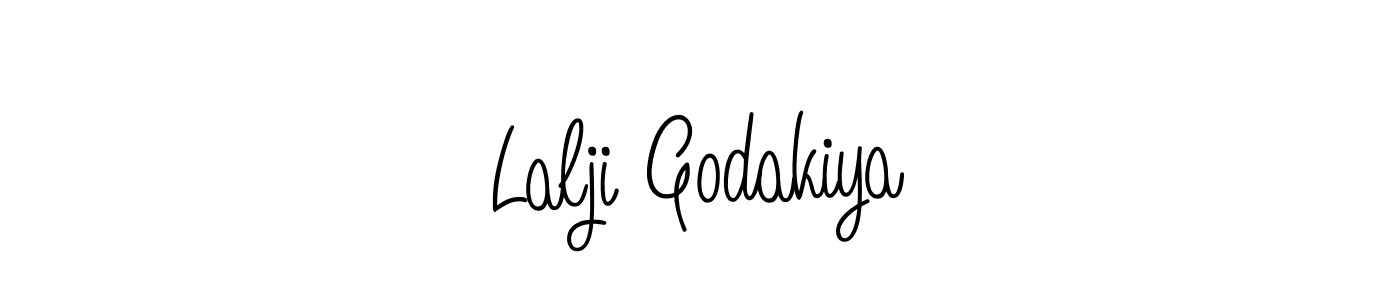You should practise on your own different ways (Angelique-Rose-font-FFP) to write your name (Lalji Godakiya) in signature. don't let someone else do it for you. Lalji Godakiya signature style 5 images and pictures png