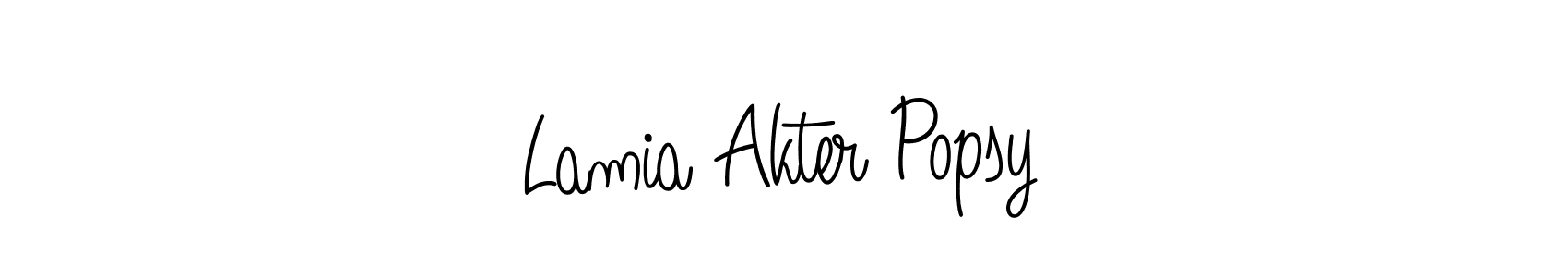 Use a signature maker to create a handwritten signature online. With this signature software, you can design (Angelique-Rose-font-FFP) your own signature for name Lamia Akter Popsy. Lamia Akter Popsy signature style 5 images and pictures png