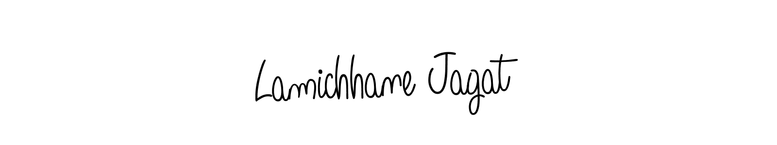 Create a beautiful signature design for name Lamichhane Jagat. With this signature (Angelique-Rose-font-FFP) fonts, you can make a handwritten signature for free. Lamichhane Jagat signature style 5 images and pictures png