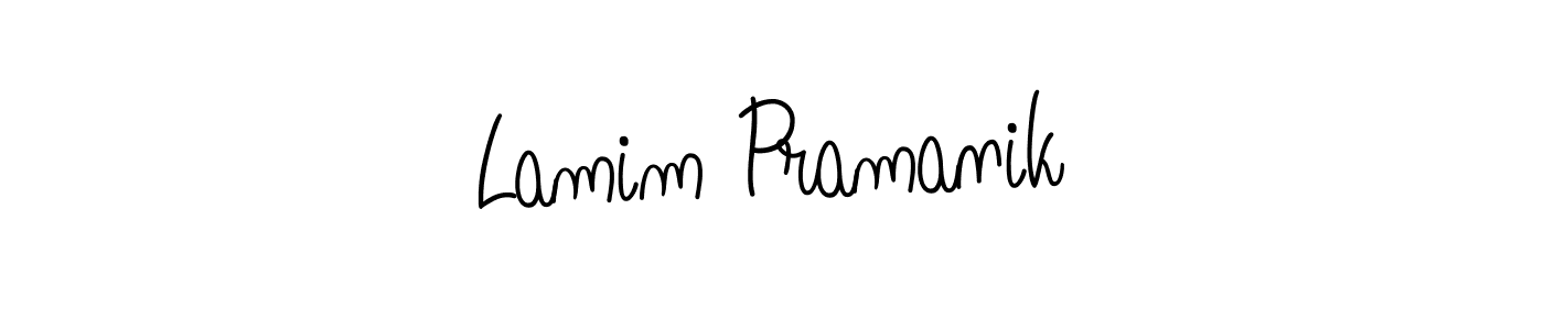 How to make Lamim Pramanik name signature. Use Angelique-Rose-font-FFP style for creating short signs online. This is the latest handwritten sign. Lamim Pramanik signature style 5 images and pictures png