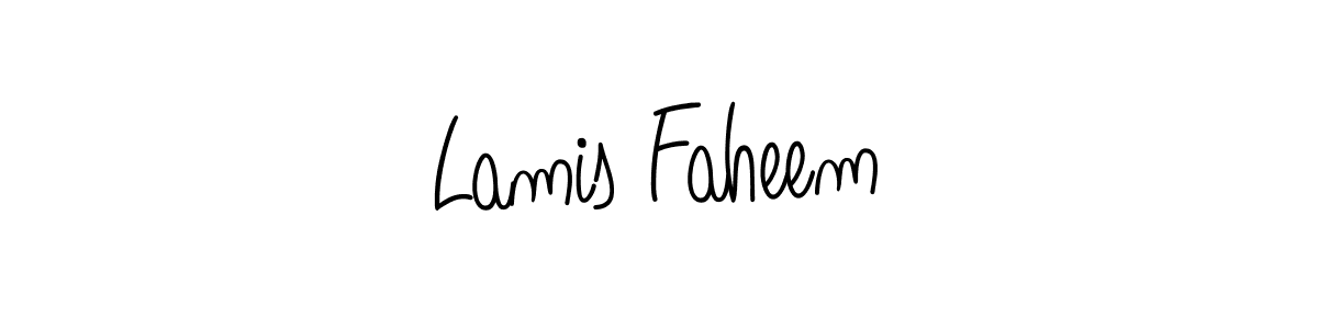 Lamis Faheem stylish signature style. Best Handwritten Sign (Angelique-Rose-font-FFP) for my name. Handwritten Signature Collection Ideas for my name Lamis Faheem. Lamis Faheem signature style 5 images and pictures png