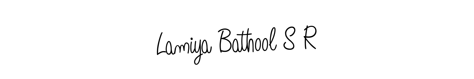 Use a signature maker to create a handwritten signature online. With this signature software, you can design (Angelique-Rose-font-FFP) your own signature for name Lamiya Bathool S R. Lamiya Bathool S R signature style 5 images and pictures png