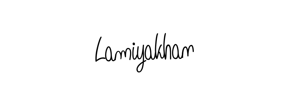 Create a beautiful signature design for name Lamiyakhan. With this signature (Angelique-Rose-font-FFP) fonts, you can make a handwritten signature for free. Lamiyakhan signature style 5 images and pictures png