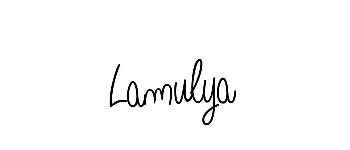 Use a signature maker to create a handwritten signature online. With this signature software, you can design (Angelique-Rose-font-FFP) your own signature for name Lamulya. Lamulya signature style 5 images and pictures png