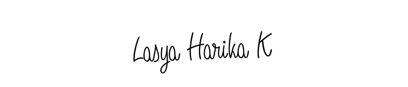 Make a beautiful signature design for name Lasya Harika K. With this signature (Angelique-Rose-font-FFP) style, you can create a handwritten signature for free. Lasya Harika K signature style 5 images and pictures png