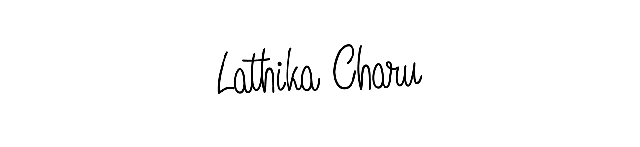 How to make Lathika Charu name signature. Use Angelique-Rose-font-FFP style for creating short signs online. This is the latest handwritten sign. Lathika Charu signature style 5 images and pictures png