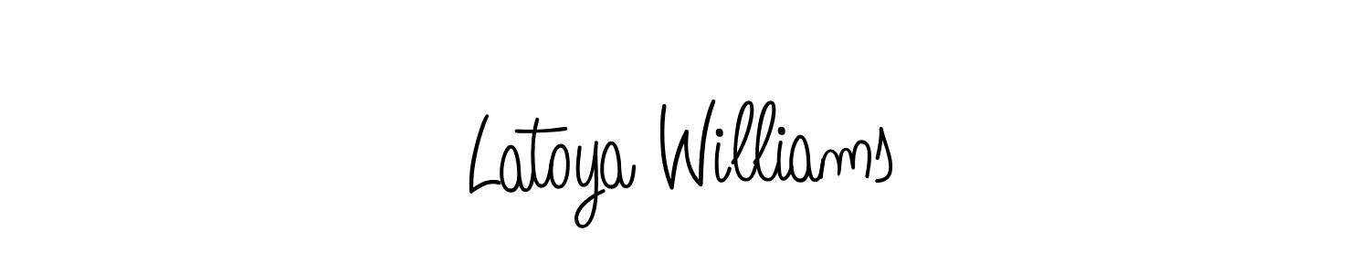 You should practise on your own different ways (Angelique-Rose-font-FFP) to write your name (Latoya Williams) in signature. don't let someone else do it for you. Latoya Williams signature style 5 images and pictures png