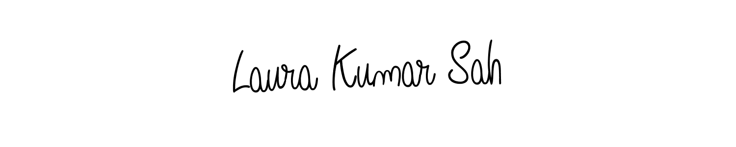 You should practise on your own different ways (Angelique-Rose-font-FFP) to write your name (Laura Kumar Sah) in signature. don't let someone else do it for you. Laura Kumar Sah signature style 5 images and pictures png