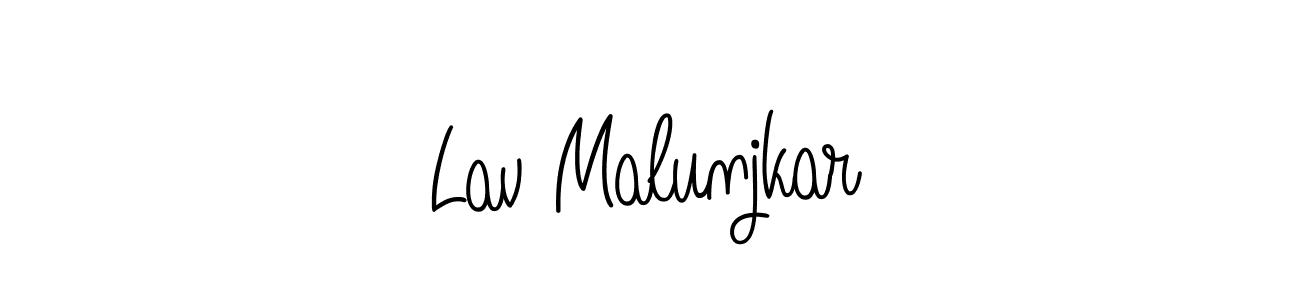 Angelique-Rose-font-FFP is a professional signature style that is perfect for those who want to add a touch of class to their signature. It is also a great choice for those who want to make their signature more unique. Get Lav Malunjkar name to fancy signature for free. Lav Malunjkar signature style 5 images and pictures png