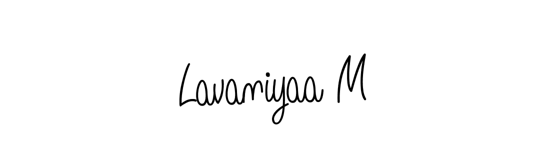 The best way (Angelique-Rose-font-FFP) to make a short signature is to pick only two or three words in your name. The name Lavaniyaa M include a total of six letters. For converting this name. Lavaniyaa M signature style 5 images and pictures png