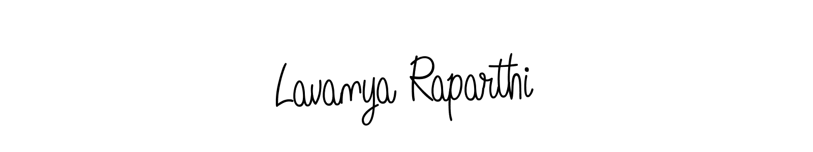 How to make Lavanya Raparthi name signature. Use Angelique-Rose-font-FFP style for creating short signs online. This is the latest handwritten sign. Lavanya Raparthi signature style 5 images and pictures png