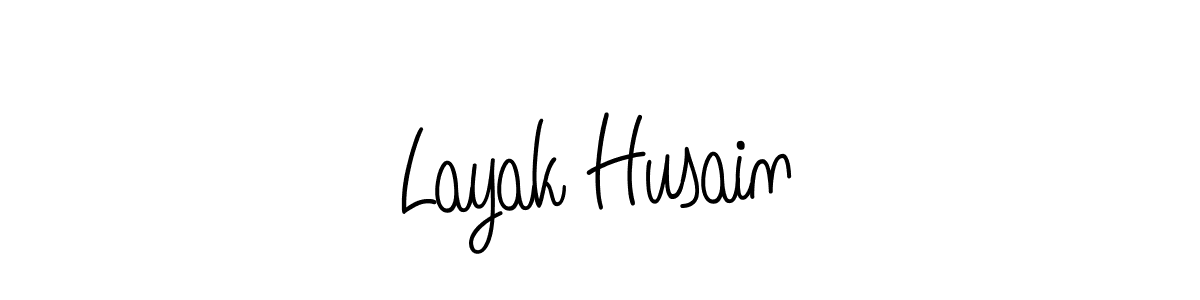 How to make Layak Husain name signature. Use Angelique-Rose-font-FFP style for creating short signs online. This is the latest handwritten sign. Layak Husain signature style 5 images and pictures png