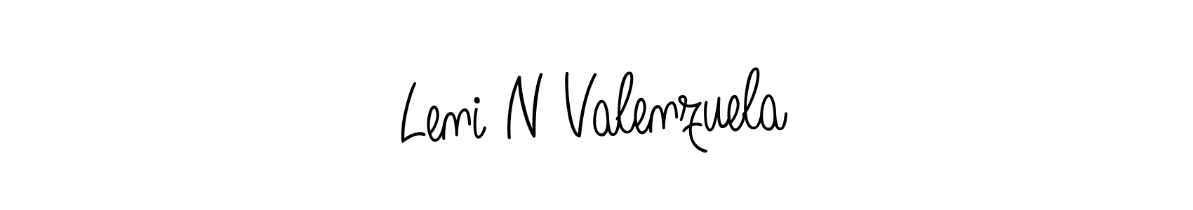 The best way (Angelique-Rose-font-FFP) to make a short signature is to pick only two or three words in your name. The name Leni N Valenzuela include a total of six letters. For converting this name. Leni N Valenzuela signature style 5 images and pictures png