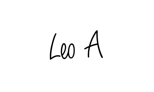 How to make Leo A name signature. Use Angelique-Rose-font-FFP style for creating short signs online. This is the latest handwritten sign. Leo A signature style 5 images and pictures png