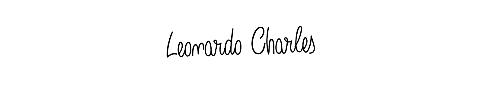 How to make Leonardo Charles name signature. Use Angelique-Rose-font-FFP style for creating short signs online. This is the latest handwritten sign. Leonardo Charles signature style 5 images and pictures png