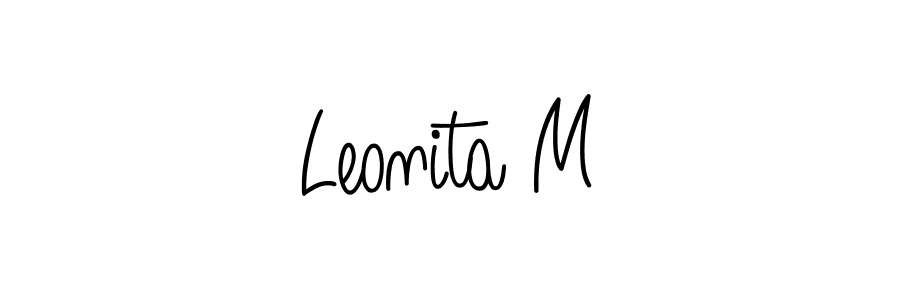 Design your own signature with our free online signature maker. With this signature software, you can create a handwritten (Angelique-Rose-font-FFP) signature for name Leonita M. Leonita M signature style 5 images and pictures png