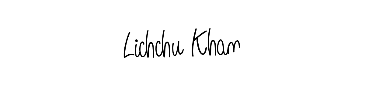 You should practise on your own different ways (Angelique-Rose-font-FFP) to write your name (Lichchu Khan) in signature. don't let someone else do it for you. Lichchu Khan signature style 5 images and pictures png